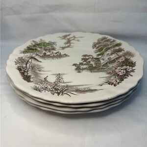 4 Vintage J & G Meakin Olde Avon Dale Dinner Plates Staffordshire England